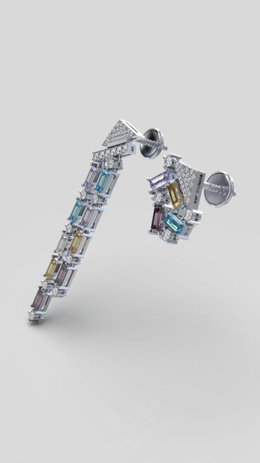 "Spectrum A Luxury Earrings - \"Lab Grown\", \"White Gold\" - Cyera Gems & Jewellery"